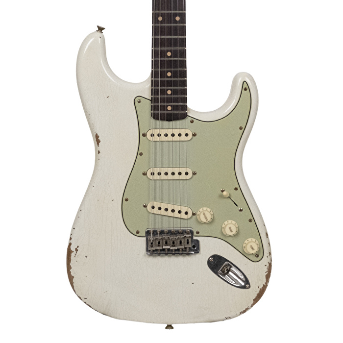 Fender Custom Shop 1962 Stratocaster Relic Gülağacı Klavye Aged Olympic White Elektro Gitar