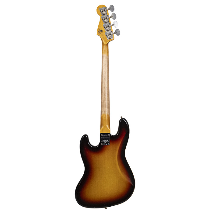 Fender Custom Shop Limited Edition Custom Jazz Bass Journeyman Relic Gülağacı Klavye Bleached 3 Ton Sunburst Bas Gitar