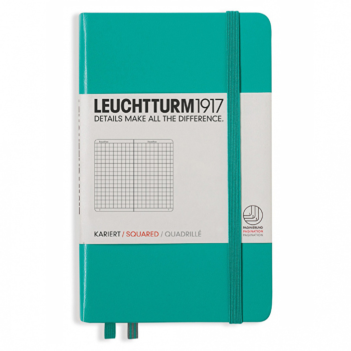 LEUCHTTURM Not Defteri Cep Boy (A6) Kareli, Zümrüt Yeşili