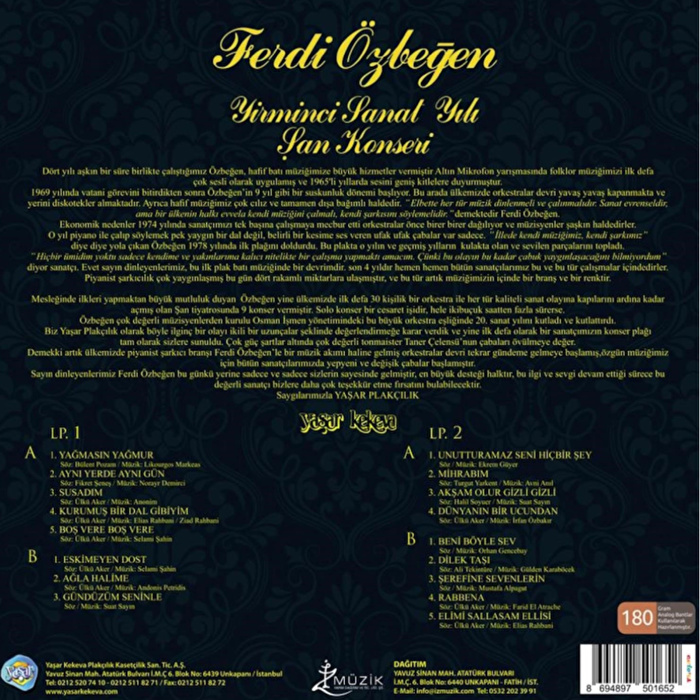 Ferdi Özbeğen - 20. Sanat Yılı Şan Konseri (Renkli Plak)