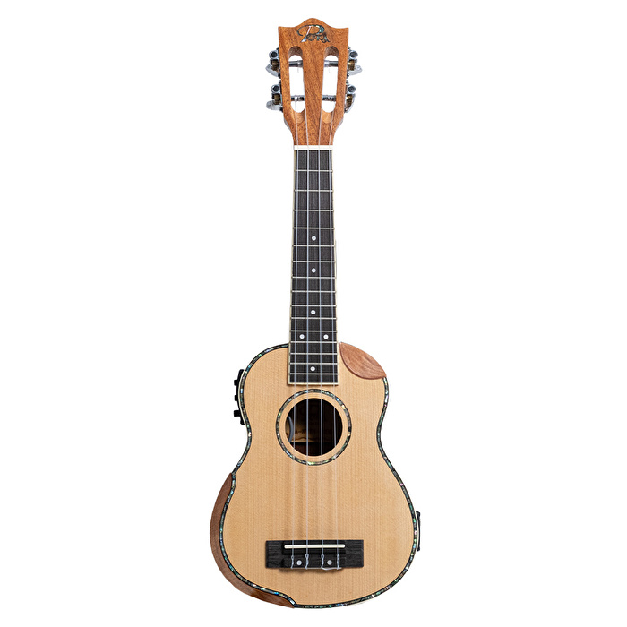 Puka KYTH-21EQ Ladin Kapak Kesik Kasa Dahili Tunerli Soprano Elektro Ukulele