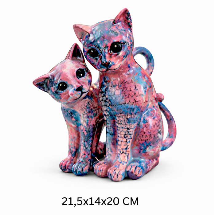 SOFIART Renkli Kedi Figür  21,5x14x20 cm