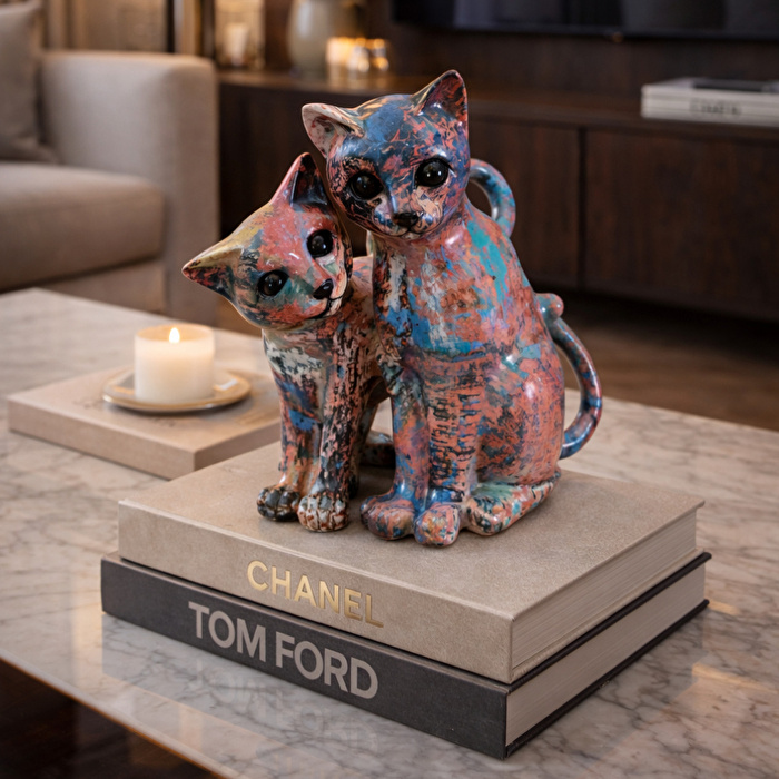 SOFIART Renkli Kedi Figür  21,5x14x20 cm