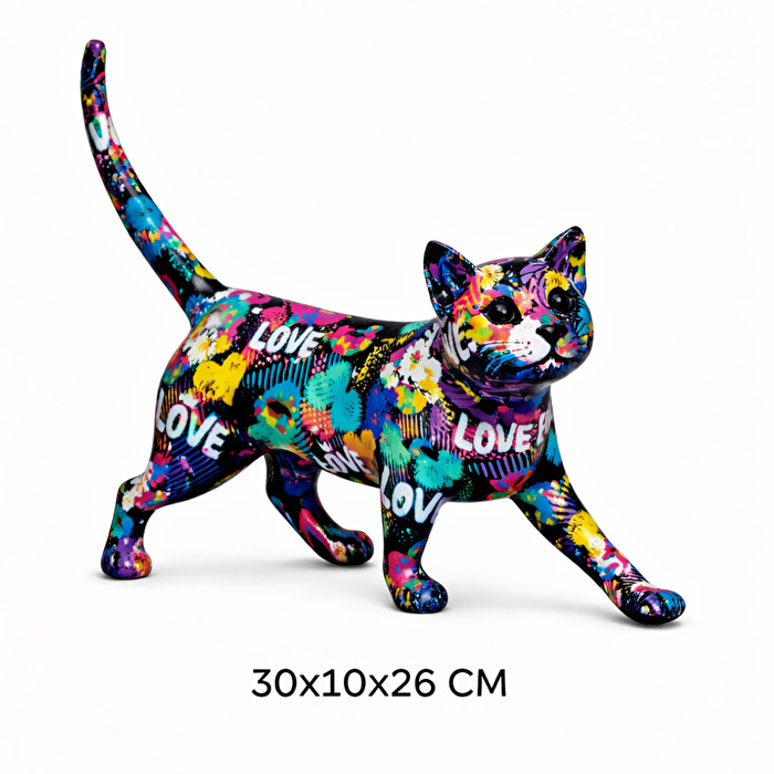SOFIART Renkli Kedi Figür 30x10x26 cm
