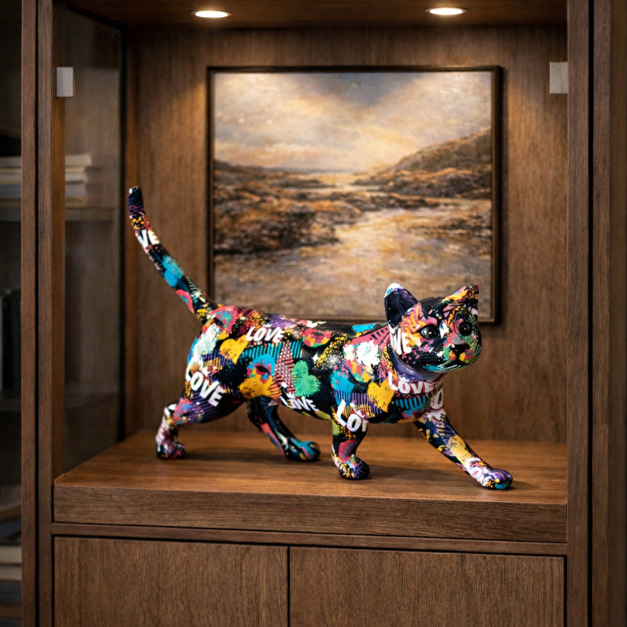 SOFIART Renkli Kedi Figür 30x10x26 cm