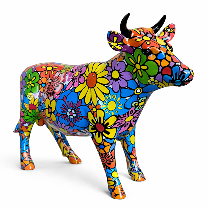 SOFIART Çiçek Desenli İnek Figür