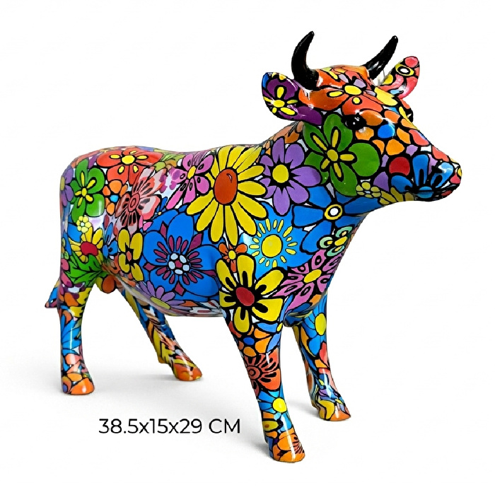SOFIART Çiçek Desenli İnek Figür