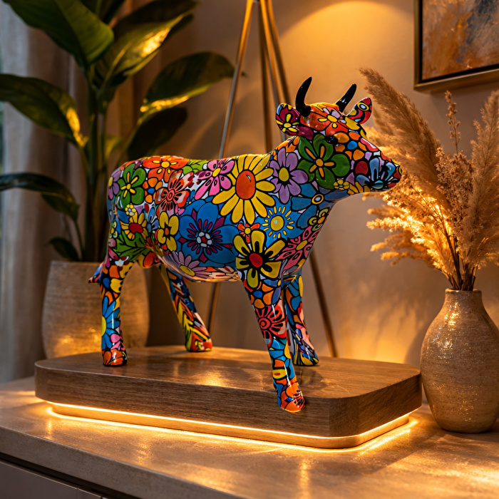 SOFIART Çiçek Desenli İnek Figür