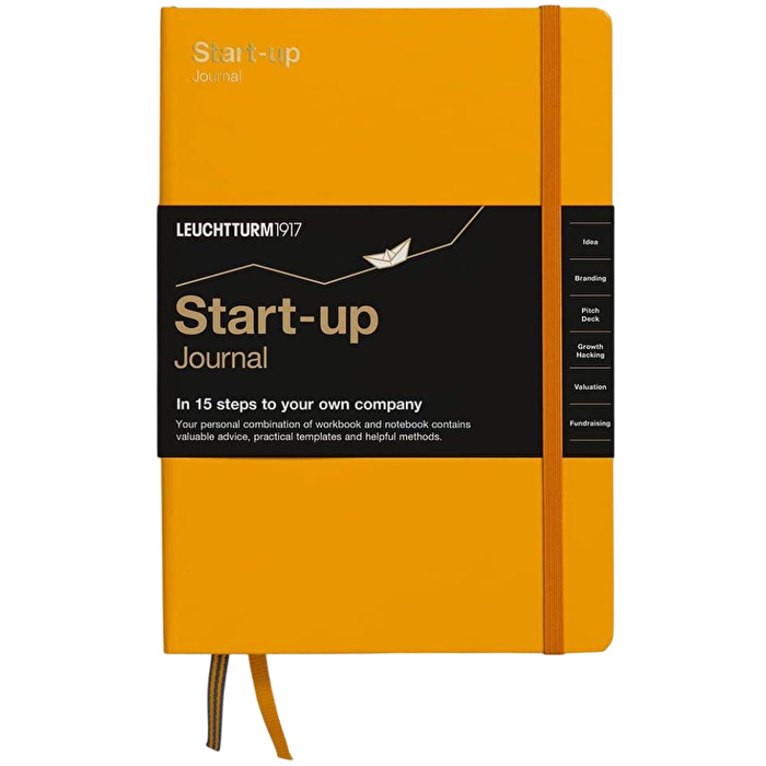 LEUCHTTURM Start-up Journal Not Defteri, Orta Boy (A5) İngilizce, Gündoğumu Sarı