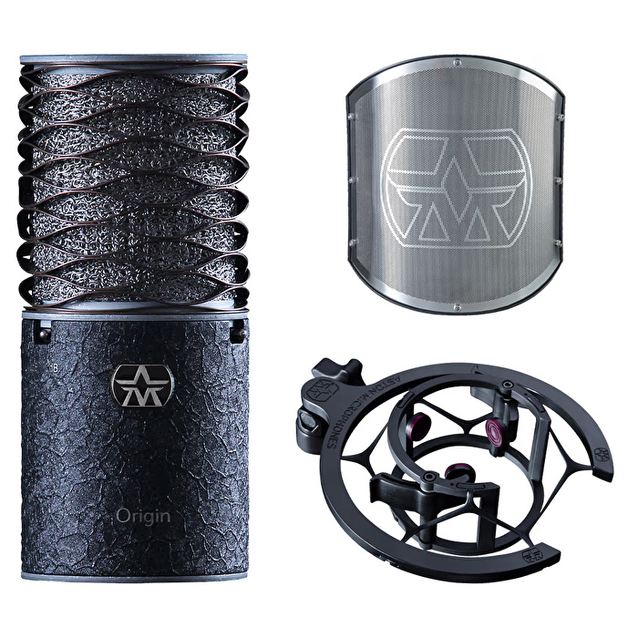 Aston Microphones ORIGIN BLACK BUNDLE Origin Geniş Diyafram Condenser Mikrofon (Pop Filtre Ve Shock-Mount Set Dahil)