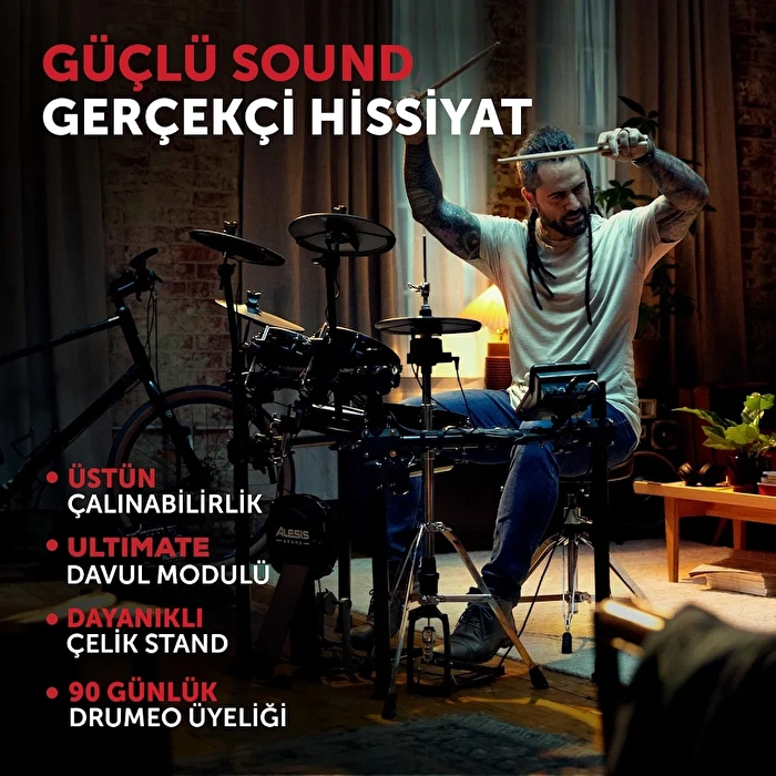 ALESIS Nitro Ultimate 9 Parça Elektronik Davul Seti (Bluetooth ve Hareketli Hi-Hat Özelliği ile)