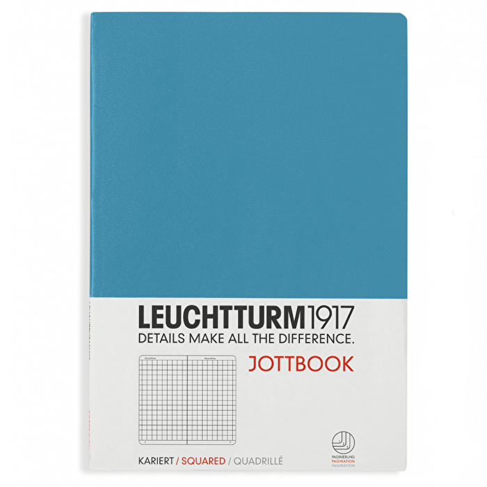 LEUCHTTURM 1917 Jottbook Not Defteri Orta Boy(A5), Kareli, Kuzey Mavi