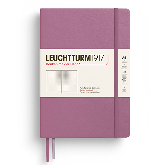 LEUCHTTURM 1917 Not Defteri Orta Boy (A5), Sert Kapak, 251 Sayfa, Noktalı, Tozlu Gül