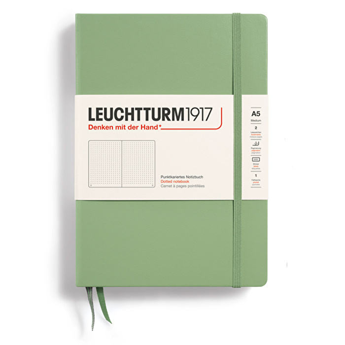 LEUCHTTURM 1917 Not Defteri Orta Boy (A5), Sert Kapak, 251 Sayfa, Noktalı, Adaçayı