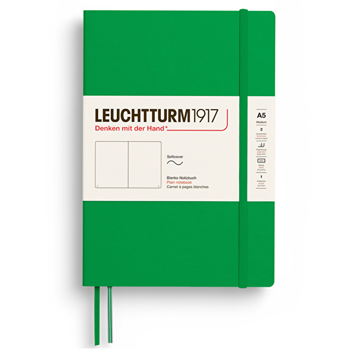 LEUCHTTURM Not Defteri Orta Boy (A5), Yumuşak Kapak, 123 Numaralandırılmış Sayfa, Düz, Bahar Yaprağı Defter