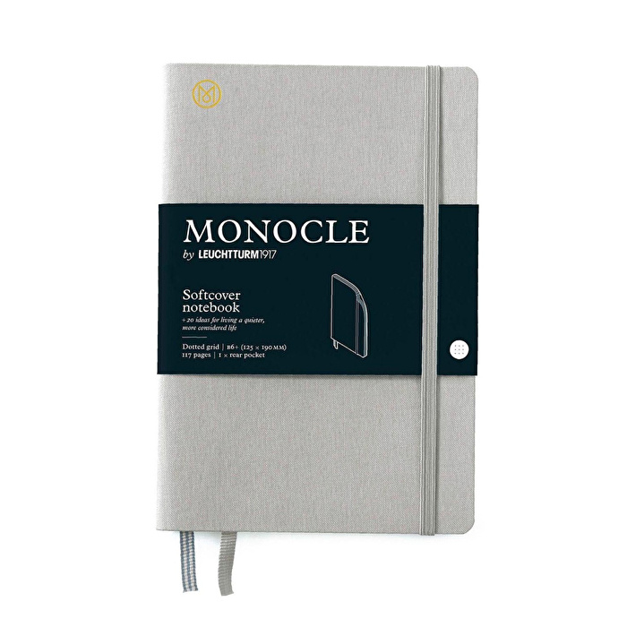 LEUCHTTURM Monocle Serisi, Çanta Boy (B6+), Yumuşak Kapak, Noktalı, Açık Gri Defter
