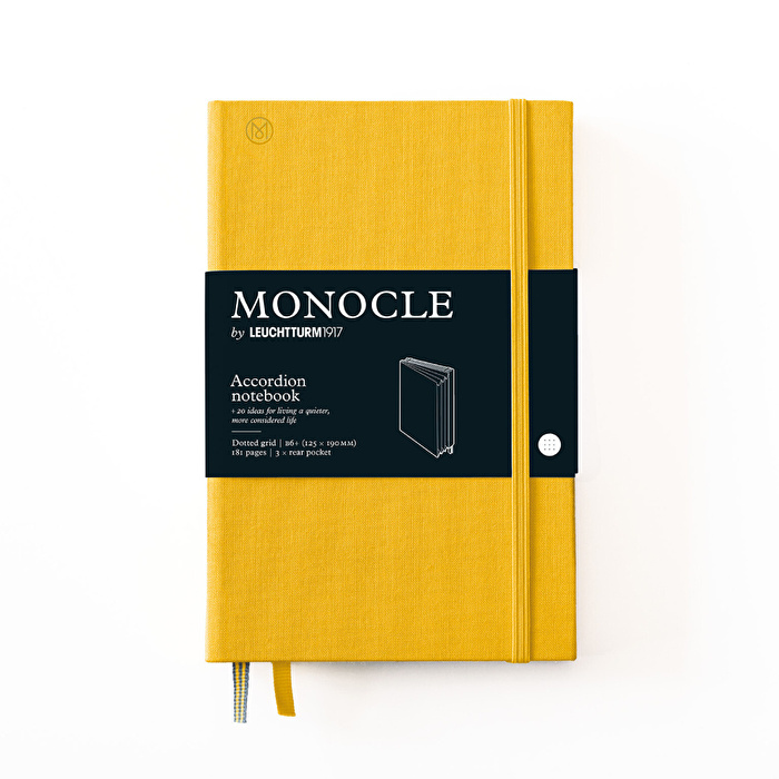 LEUCHTTURM Monocle Serisi, Akerdeon Notebook, Çanta Boy (B6+), Sert Kapak, Noktalı, Sarı Defter
