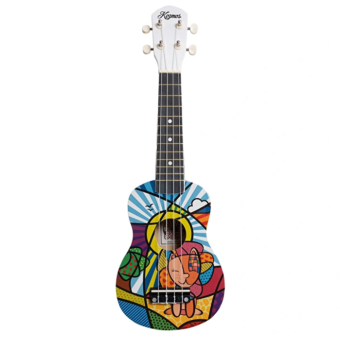 KOZMOS KUK-103D-JL Sevimli Kedi Desenli Soprano Ukulele (Kılıf Dahil)