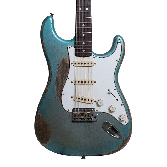 Fender Custom Shop Masterbuilt Greg Fessler 1969 Stratocaster Relic 3A Gülağacı Klavye Teal Green Metallic Soft Burst Elektro Gitar