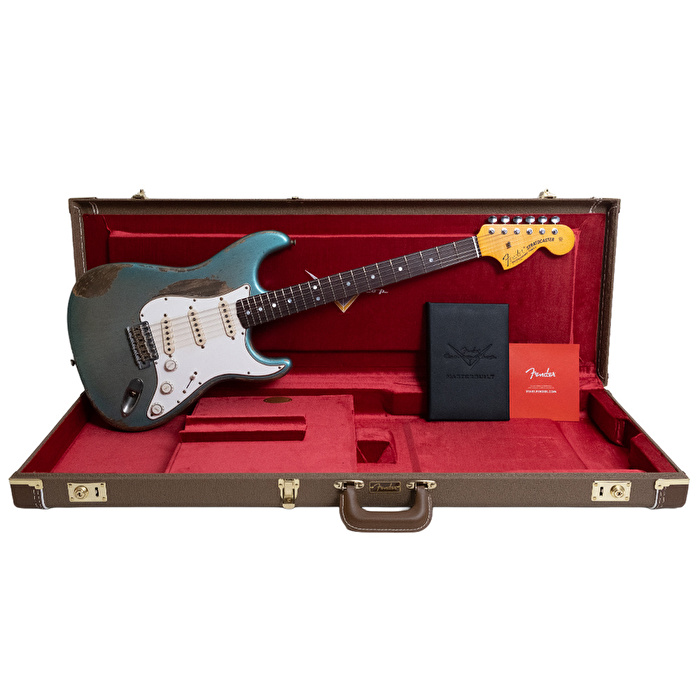 Fender Custom Shop Masterbuilt Greg Fessler 1969 Stratocaster Relic 3A Gülağacı Klavye Teal Green Metallic Soft Burst Elektro Gitar