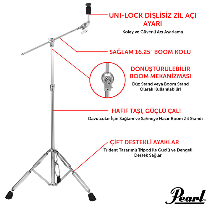 PEARL BC-820 - 820 Serisi Convertible Boom Zil Standı