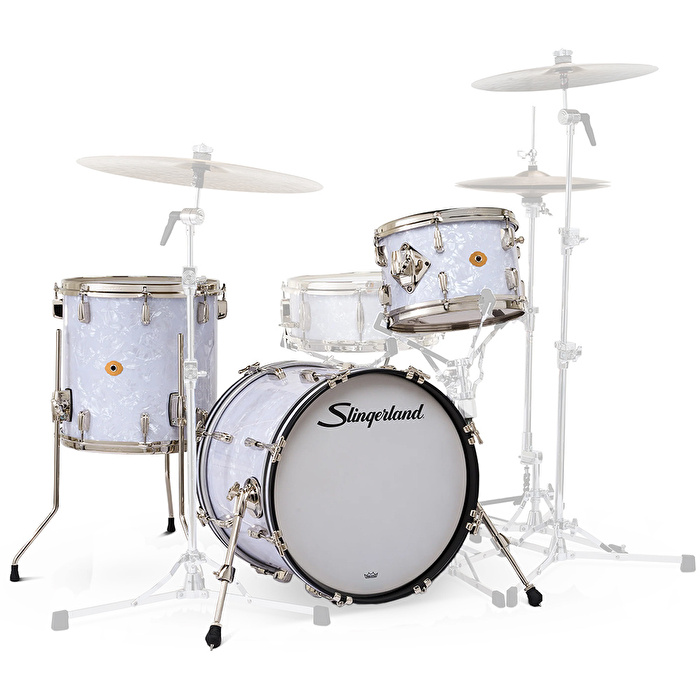 SLINGERLAND Radio King Outfit White Marine Pearl Wrap 3 Parça (18B/12T/14F) Akustik Davul Seti