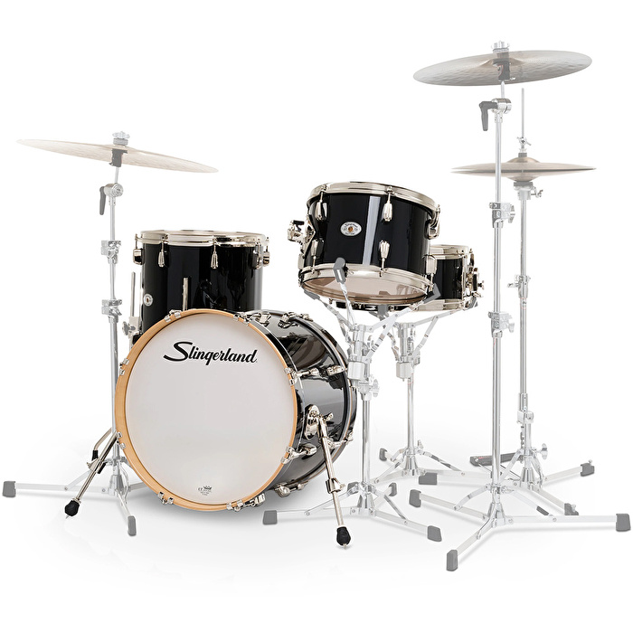 SLINGERLAND Studio King Outfit Del Norte Black Lacquer 4 Parça (18B/12T/14F/14S) Akustik Davul Seti