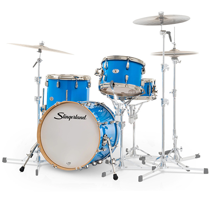 SLINGERLAND Studio King Outfit Lunar Blue Lacquer 4 Parça (18B/12T/14F/14S) Akustik Davul Seti