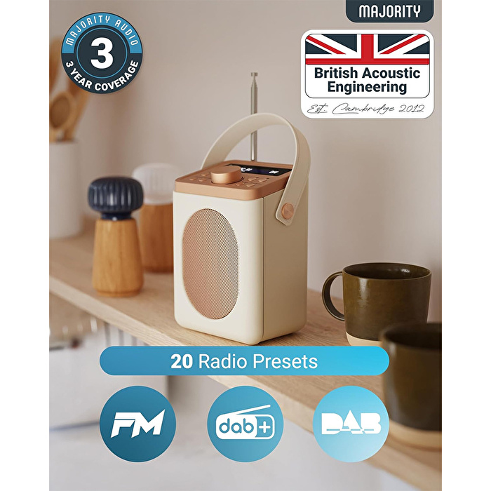 Majority Little Shelford - Krem Taşınabilir DAB/FM Radyo Bluetooth Hoparlör