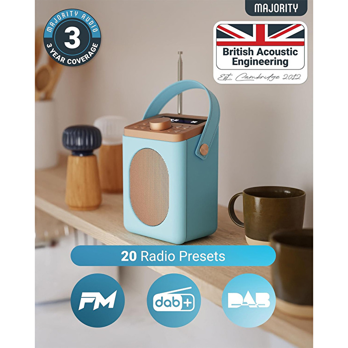Majority Little Shelford - Mavi Taşınabilir DAB/FM Radyo Bluetooth Hoparlör