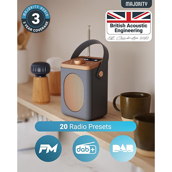 Majority Little Shelford - Gri Taşınabilir DAB/FM Radyo Bluetooth Hoparlör