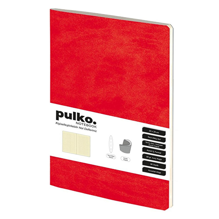 PULKO Notebook Not Defteri, (20x28cm) Kırmızı