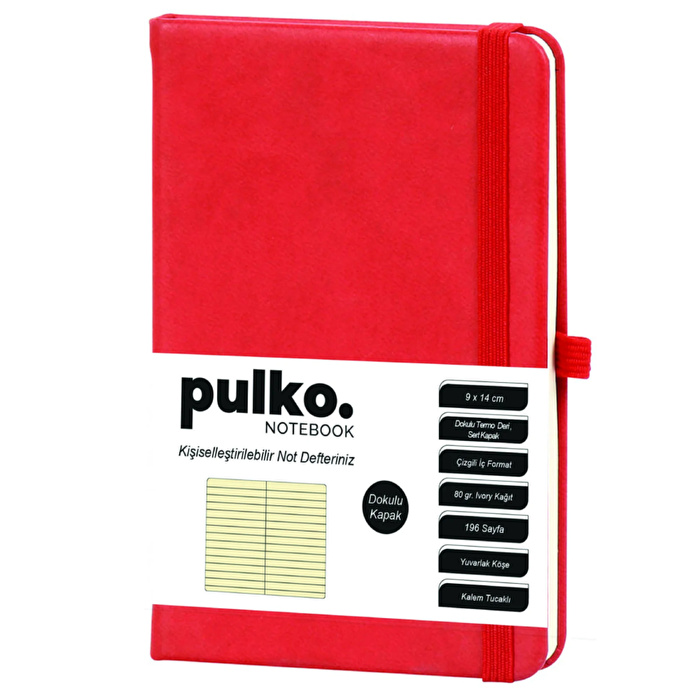PULKO Kırmızı Notebook Not Defteri, (9x14cm)