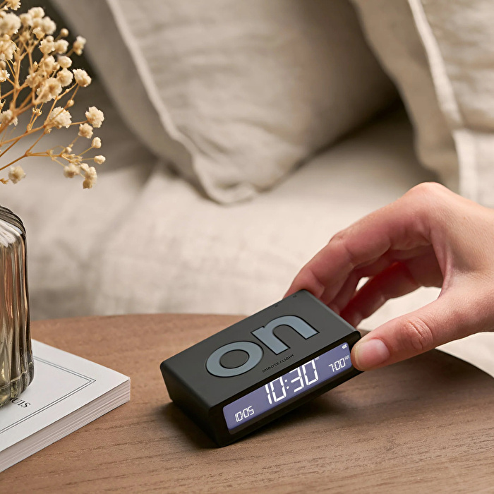 LEXON Flip Mini Şarj Edilebilir Alarm Saat Siyah