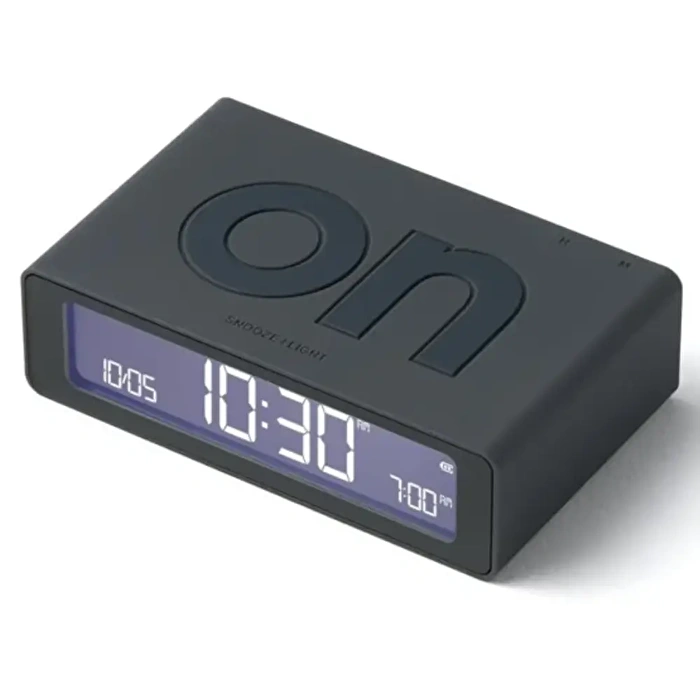 LEXON Flip Mini Şarj Edilebilir Alarm Saat Koyu Gri