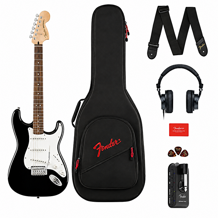 Squier Affinity Stratocaster Laurel Klavye Black Mustang Micro Elektro Gitar Seti
