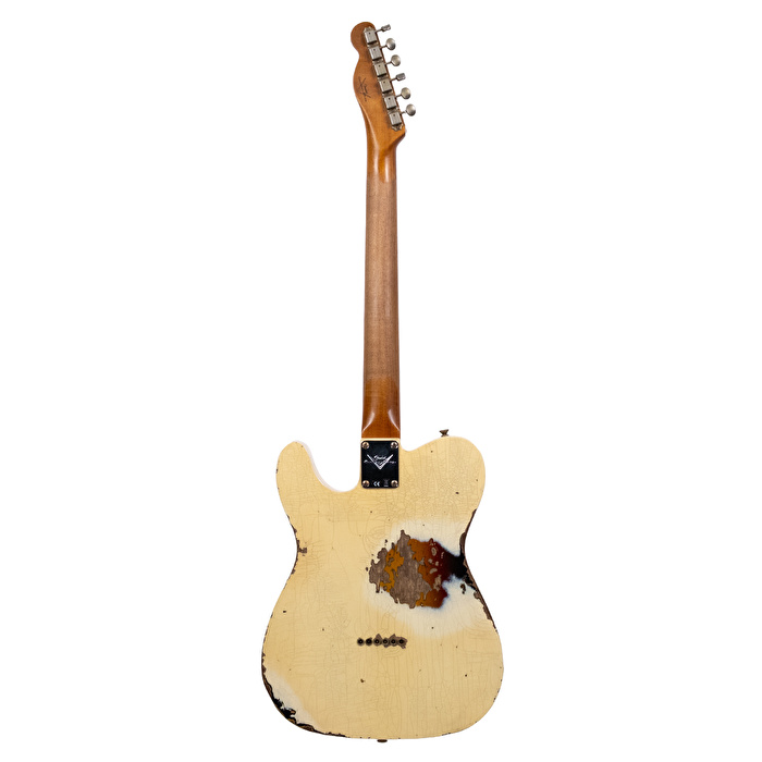 Fender Custom Shop 1960 Telecaster Custom Heavy Relic Aged Vintage White Over 3 Ton Sunburst Elektro Gitar