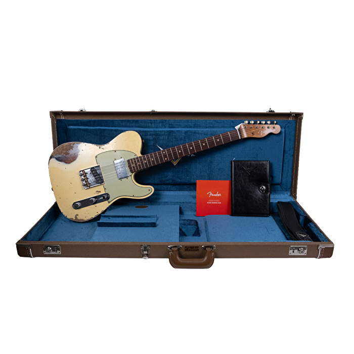 Fender Custom Shop 1960 Telecaster Custom Heavy Relic Aged Vintage White Over 3 Ton Sunburst Elektro Gitar