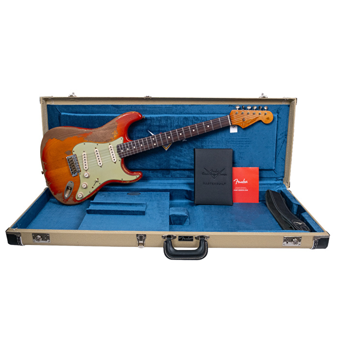 Fender Custom Shop Masterbuilt Dennis Galuszka 1963 Stratocaster Ultra Heavy Relic Aged Cherry Sunburst Elektro Gitar