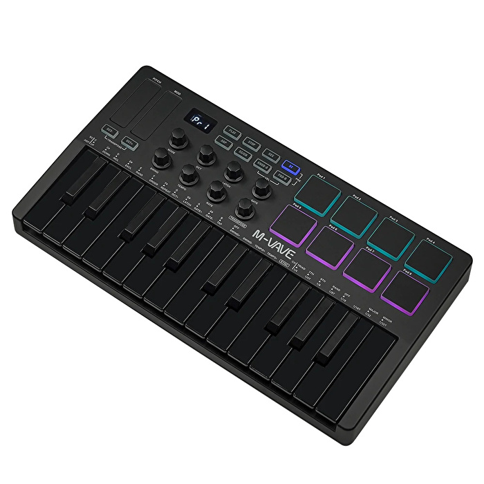 M-VAVE SMK-25 25 Tuşlu Kablosuz Şarjlı MIDI Klavye (Siyah)
