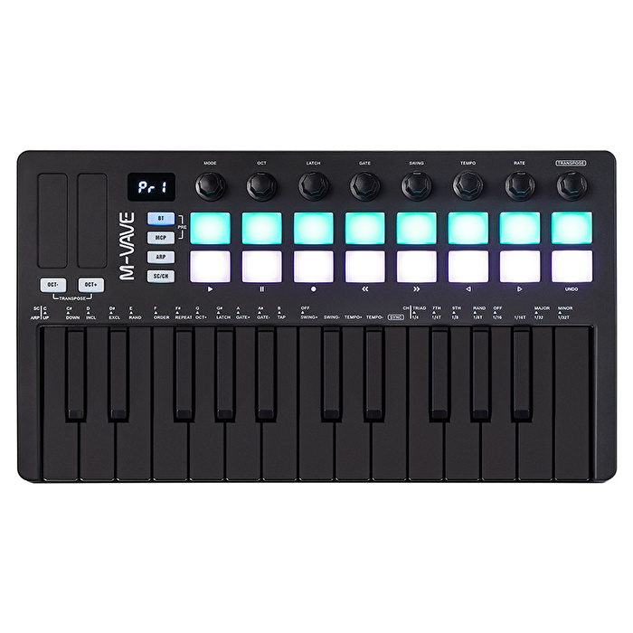 M-VAVE SMK-25 II 25 Tuşlu Kablosuz Şarjlı MIDI Klavye (Siyah)