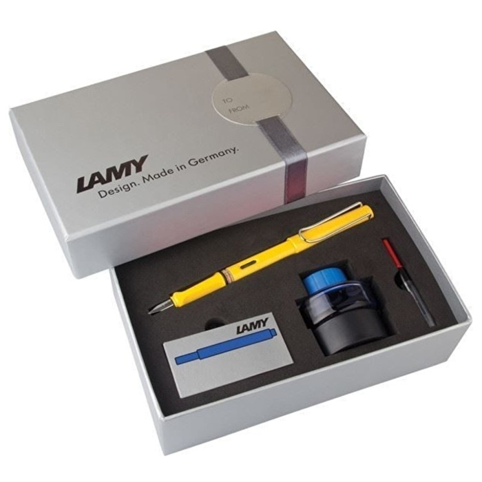 LAMY Set Safari Dolma Kalem Seti M G.Kutu Sarı Metal Siyah Klips