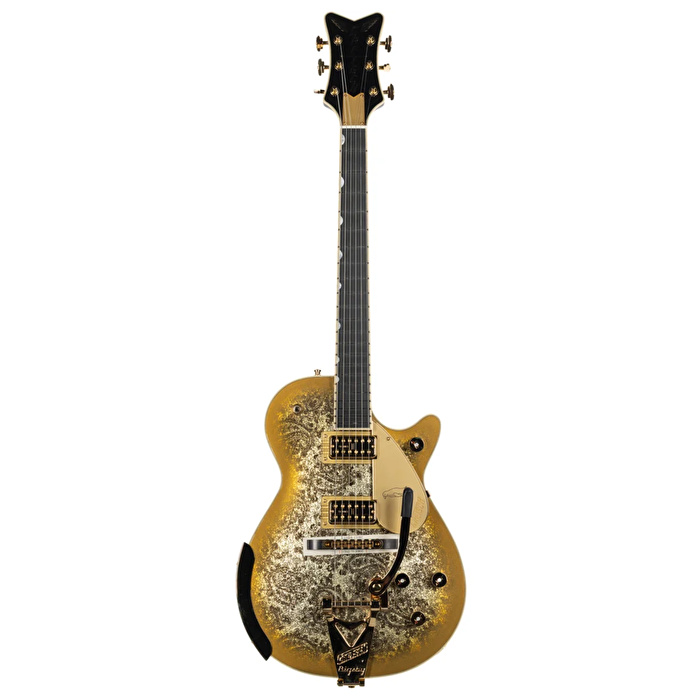 Gretsch Limited Edition G6134TG Paisley Penguin String-Thru Bigsby Abanoz Klavye Gold Paisley Elektro Gitar (Case Dahil)
