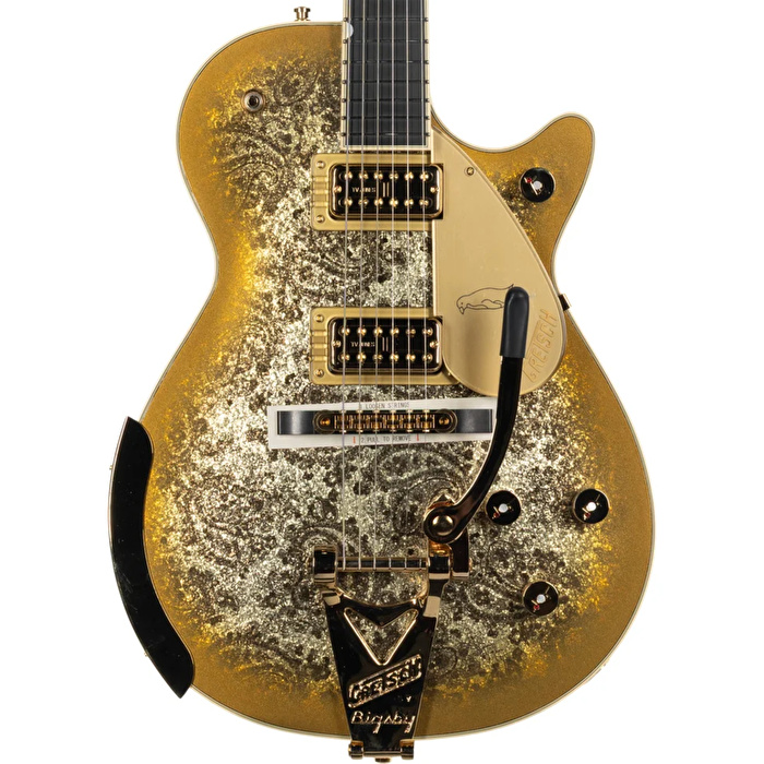 Gretsch Limited Edition G6134TG Paisley Penguin String-Thru Bigsby Abanoz Klavye Gold Paisley Elektro Gitar (Case Dahil)