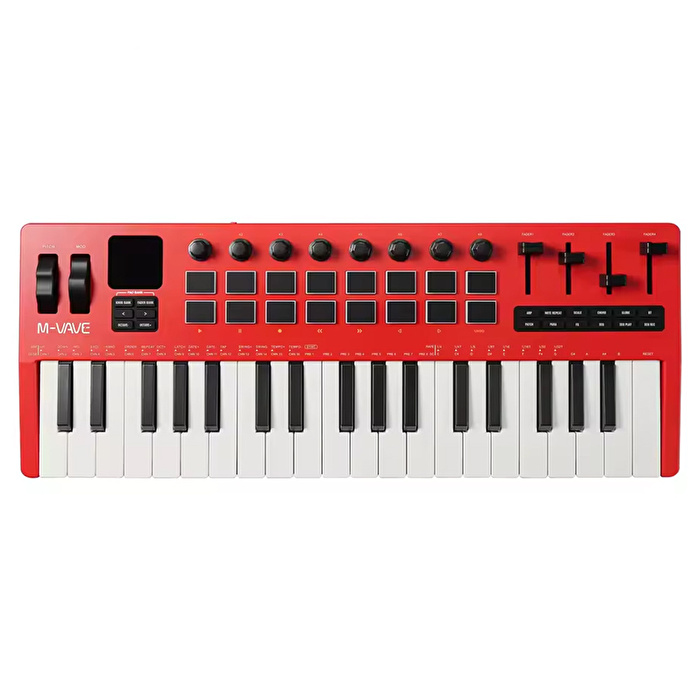 M-VAVE SMK-37 PRO 37 Tuşlu Kablosuz MIDI Klavye (Kırmızı)
