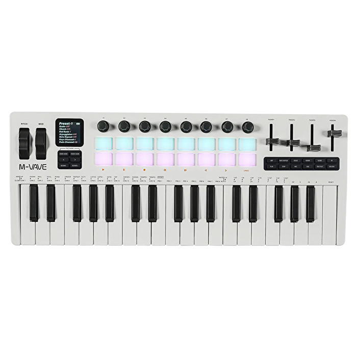 M-VAVE SMK-37 PRO 37 Tuşlu Kablosuz MIDI Klavye (Beyaz)