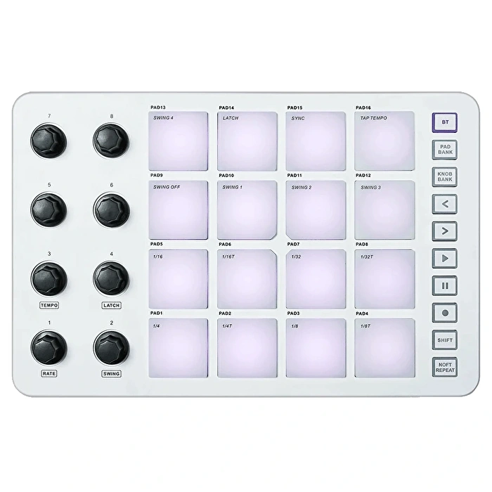 M-VAVE SMC-PAD Kablosuz MIDI Pad Kontrol Cihazı (Beyaz)