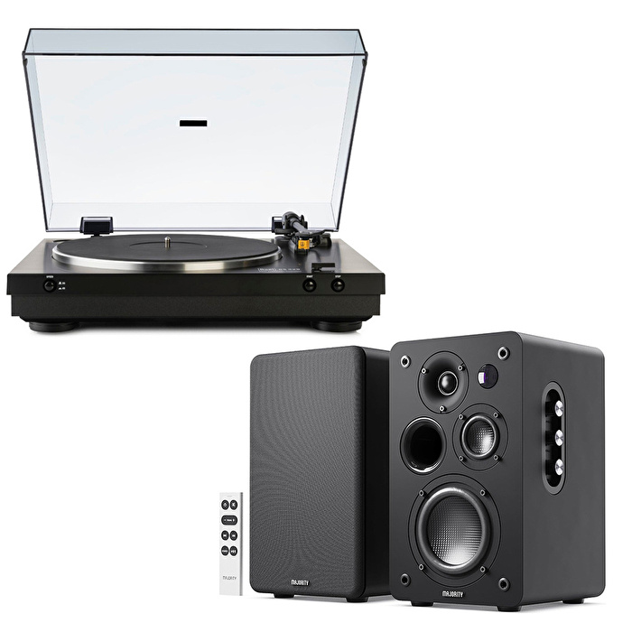 Majority D100X Siyah Hoparlör, Dual CS 329 Pikap Hi-Fi Müzik Sistemi