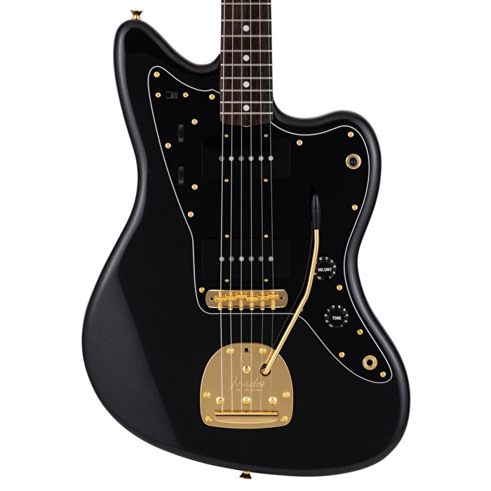Fender Made in Japan Traditional 60s Jazzmaster Gold HW Black Pearl Elektro Gitar (Gigbag Dahil)