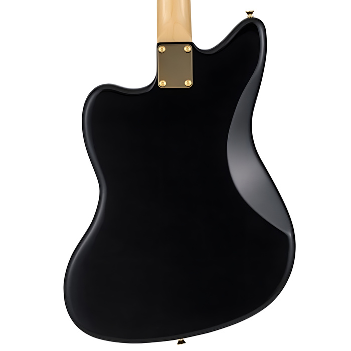 Fender Made in Japan Traditional 60s Jazzmaster Gold HW Black Pearl Elektro Gitar (Gigbag Dahil)